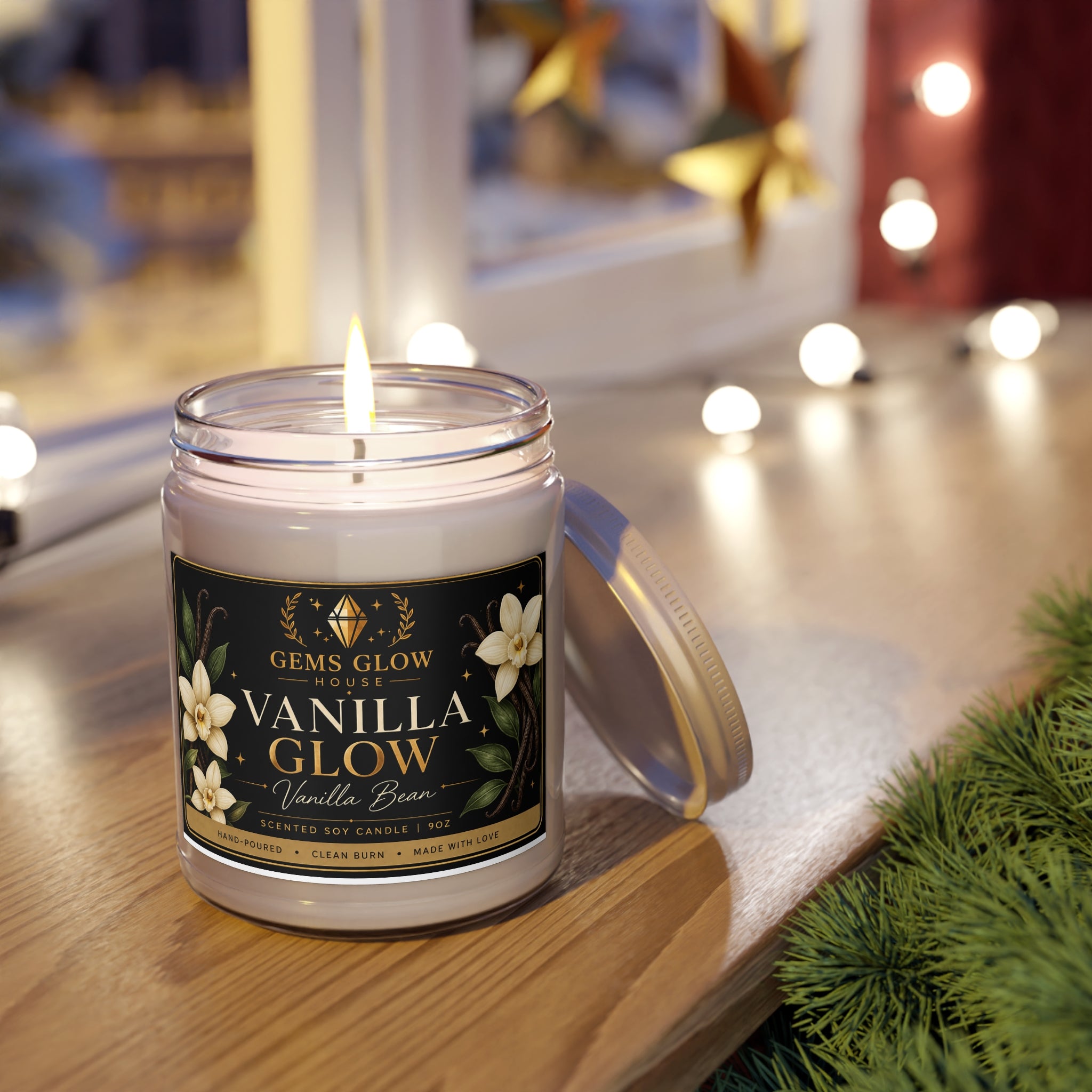 Vanilla Glow Candle – Warm Vanilla Bean Scent