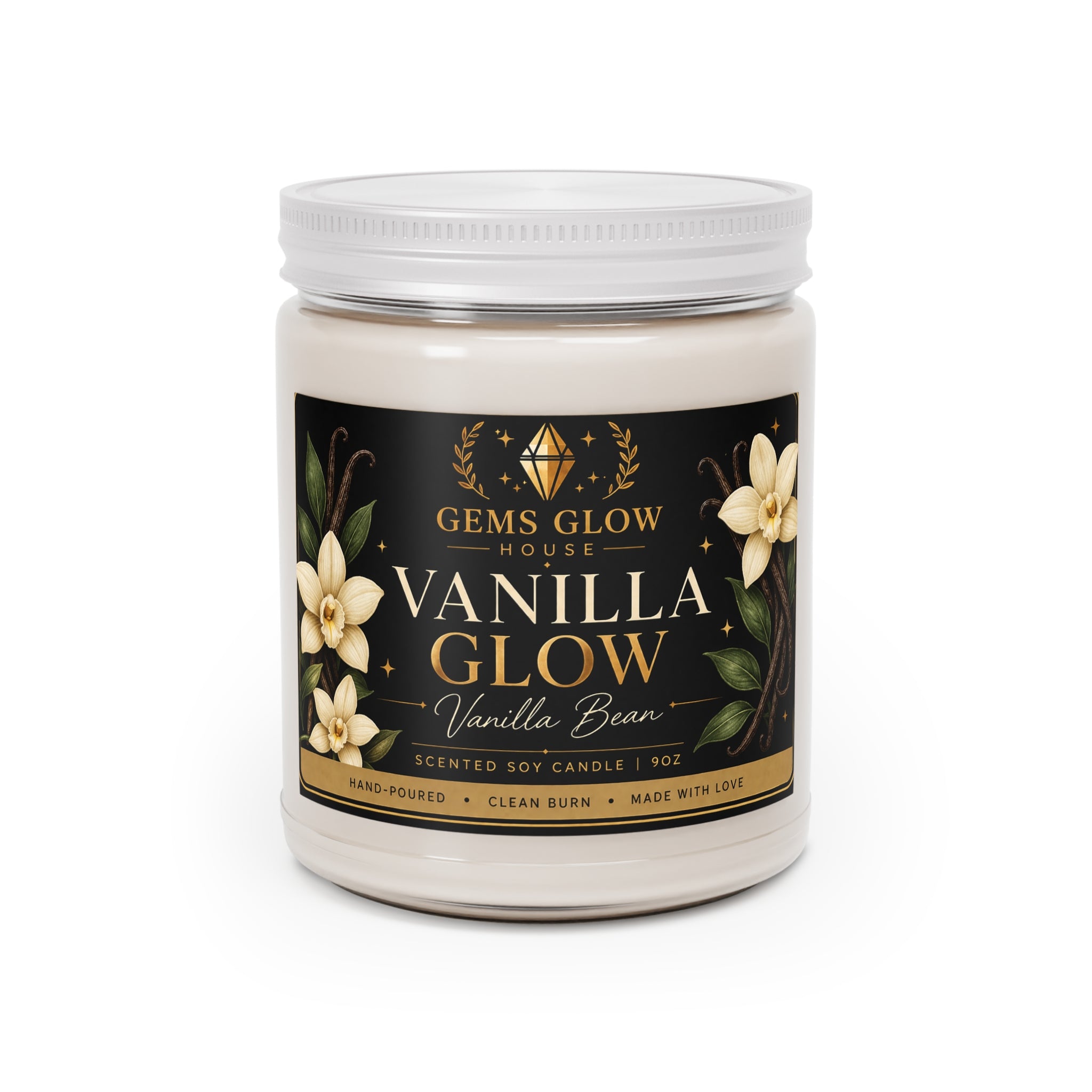 Vanilla Glow Candle – Warm Vanilla Bean Scent