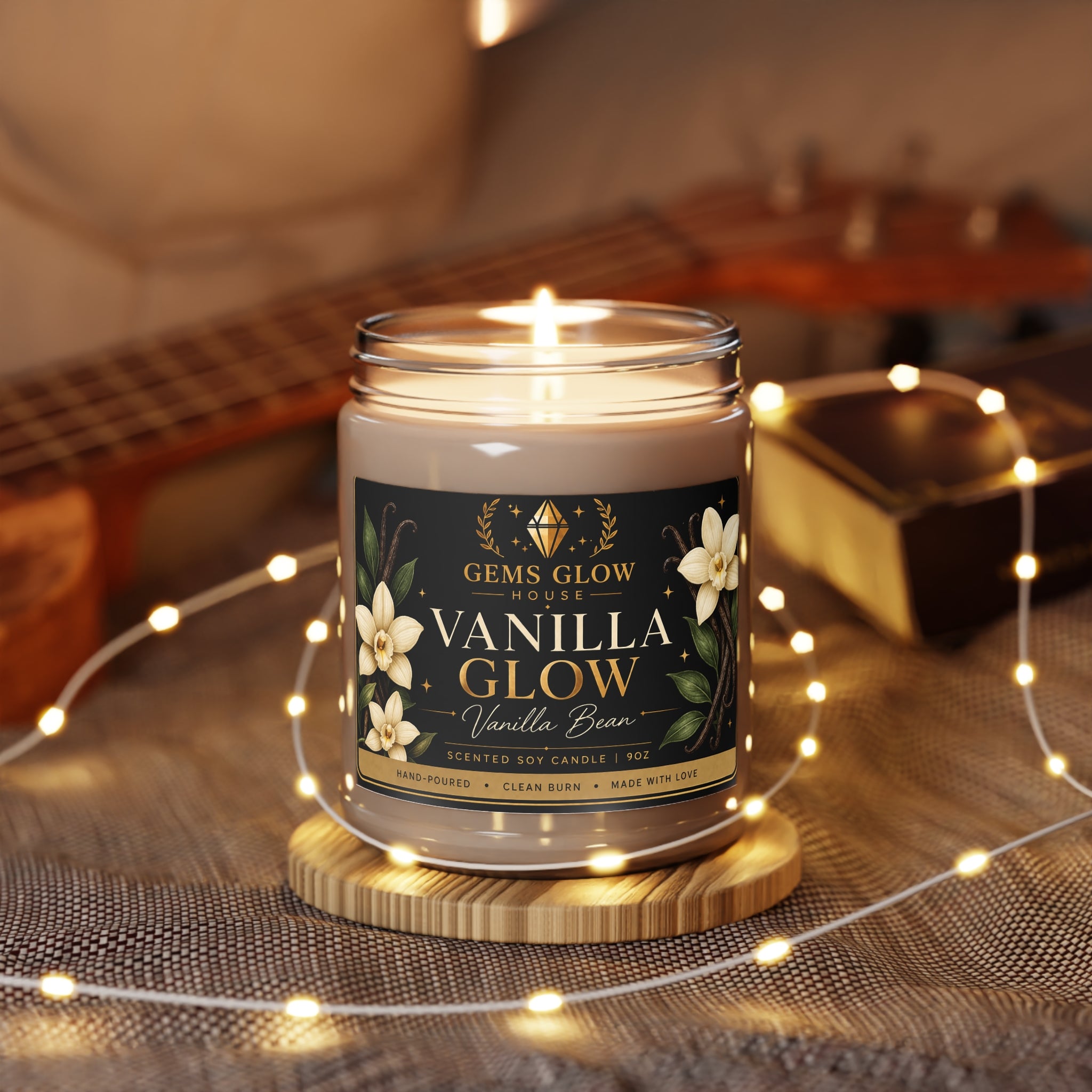 Vanilla Glow Candle – Warm Vanilla Bean Scent